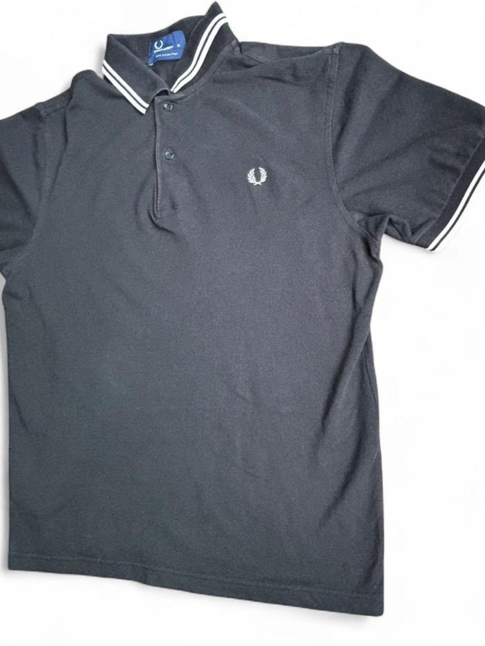 Fred Perry Black Polo with White Twin Tipping